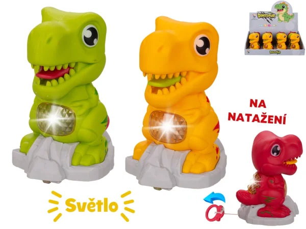 Mikro trading Dinosaurus jezdící - 11 cm - na natažení se světlem