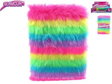 Mikro trading Glamour - Zápisník DUHOVÝ plyšový - 80 stran