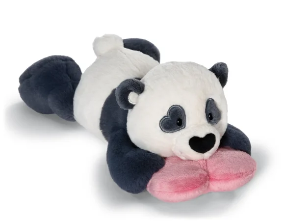 Nici Plyšová panda Love se srdíčkem - 20 cm - ležící