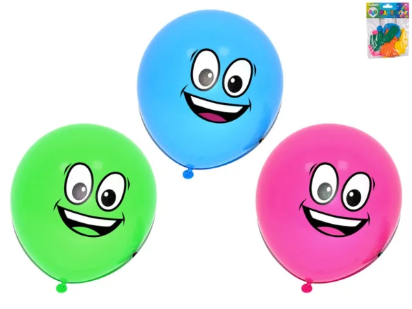 Wiky Balónky nafukovací s obličejem - 10 ks v sáčku