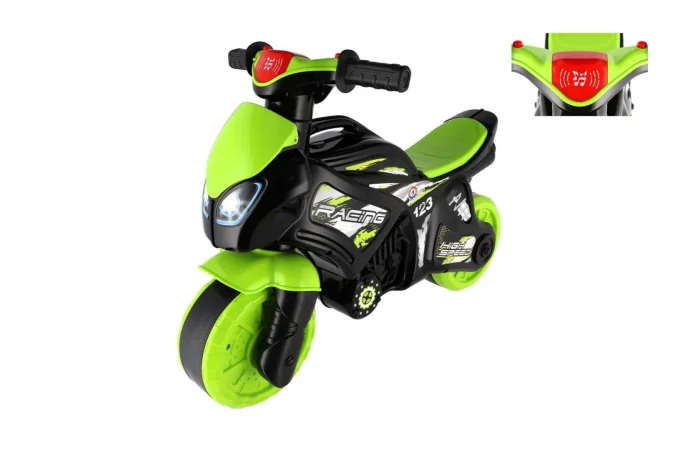 Teddies Odrážedlo motorka se světlem a zvukem - zeleno-černá