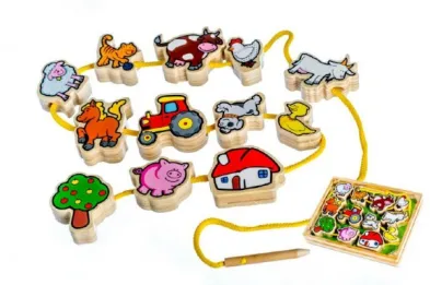 Teddies Dřevěná provlékačka Moje první zvířátka