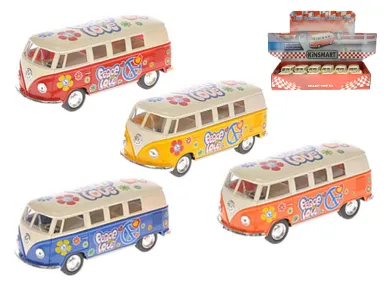 Kinsmart Autobus VW Peace kov - 13 cm - zpětné natažení