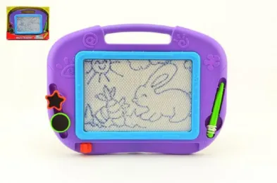 Teddies Magnetická tabulka kreslící s doplňky - fialová