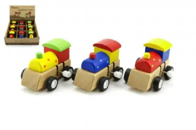 Teddies Dřevěná mašinka na klíček - 7 cm