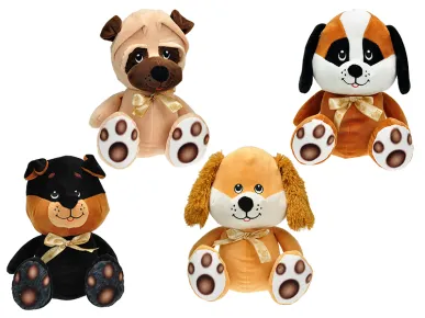 Mikro trading Pes sedící s mašlí - 25 cm