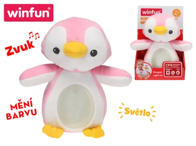 Mikro trading Lampička tučňák - 22 cm - růžová