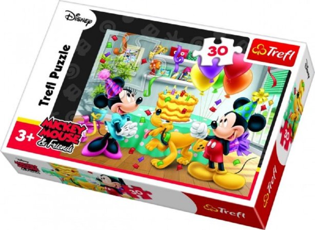 Trefl Puzzle - Disney: Mickey a Minnie slaví narozeniny - 30 dílků