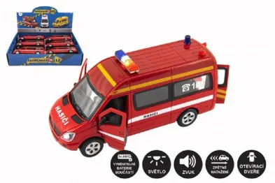 Teddies Auto hasiči - 15 cm - se světlem se zvukem - na zpětné natažení