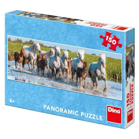 Dino Puzzle panoramatické - Běžící koně - 150 dílků