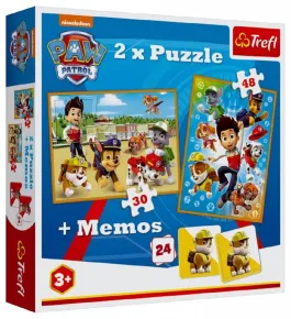 Trefl Puzzle - Tlapková patrola zachraňuje 2v1 - 30 a 48 dílků a pexeso