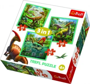 Trefl Puzzle - Svět Dinosaurů 3v1 - 20, 36 a 50 dílků