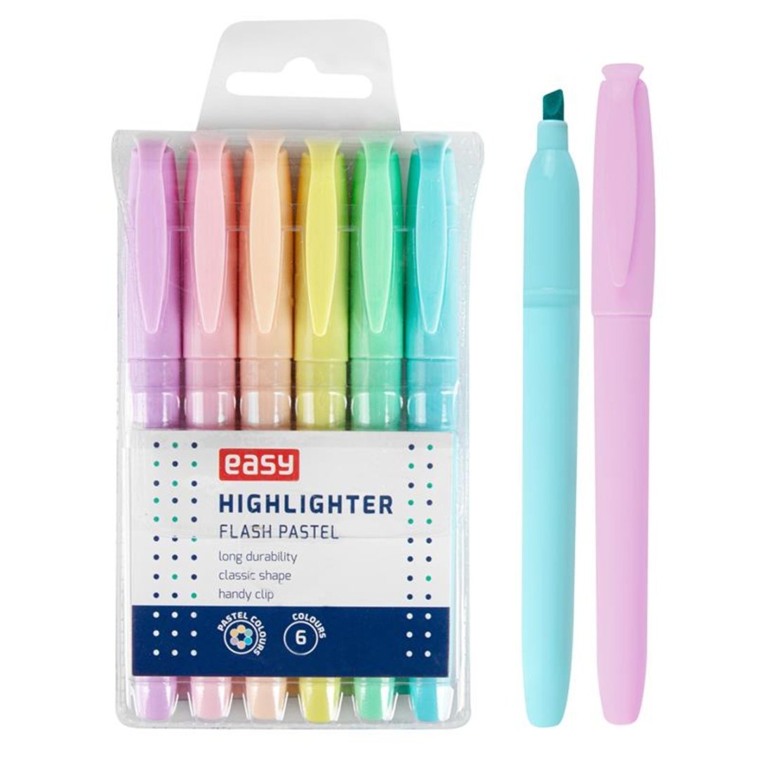 Easy FLASH PASTEL - Sada pastelových zvýrazňovačů - 6 ks