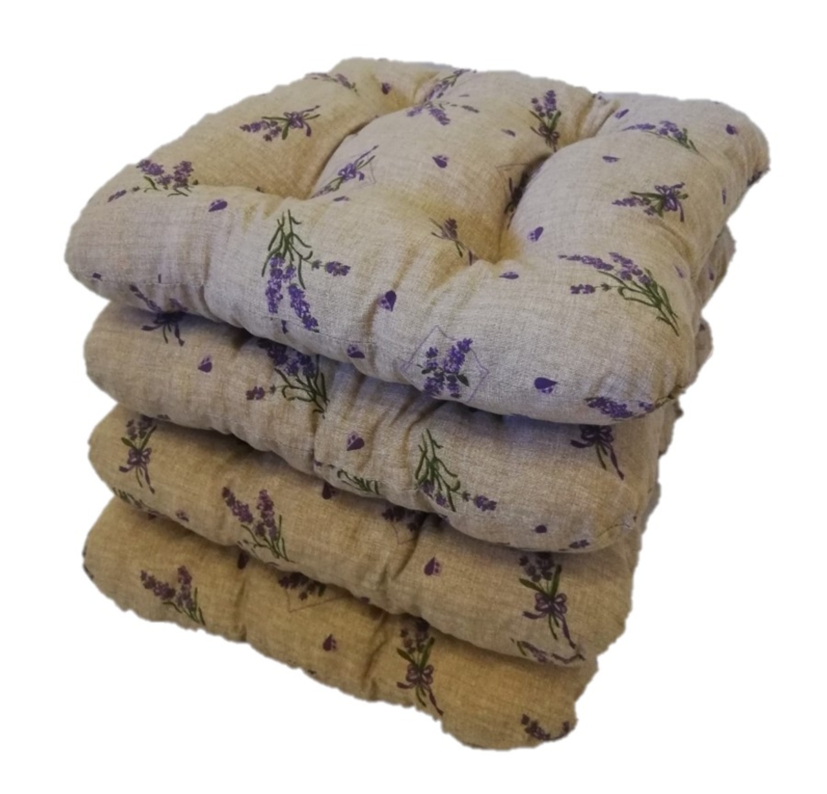 LKV Lomnice Podsedák na židli foukaný se šňůrkou - 40 x 40 cm - levandule - sada 4 ks