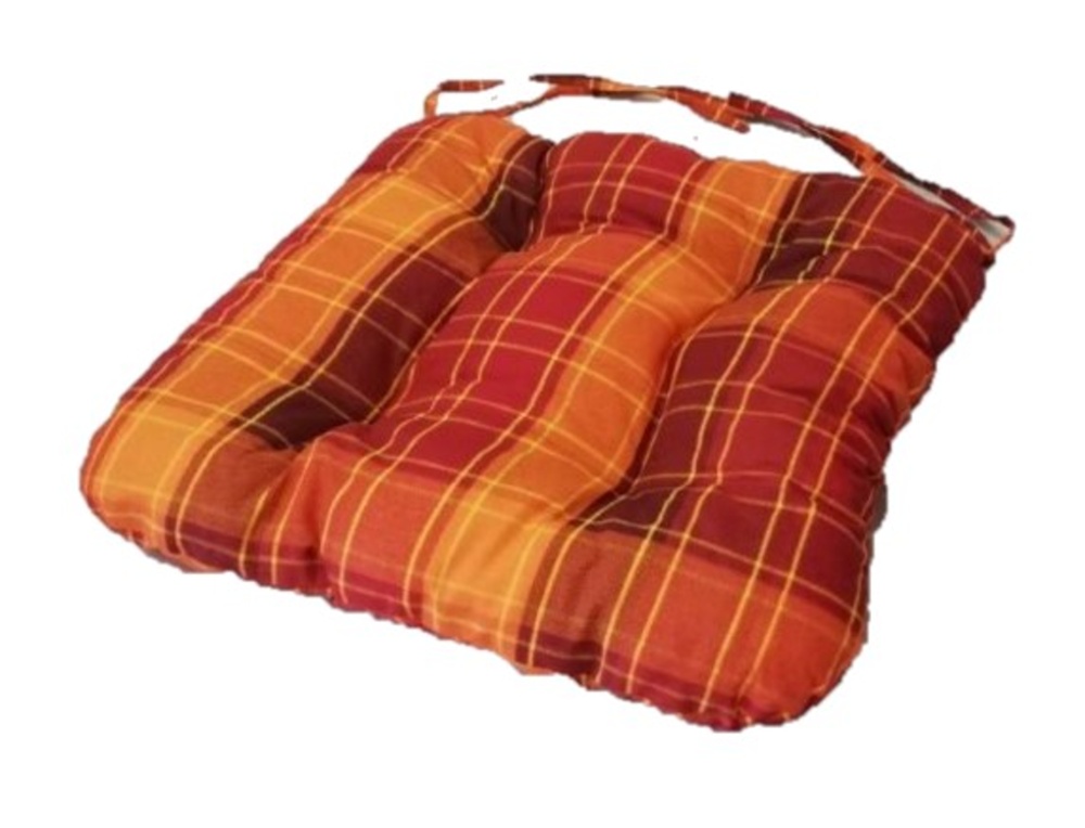 LKV Lomnice Podsedák na židli foukaný se šňůrkou - 40 x 40 cm - oranžovočervená kostka
