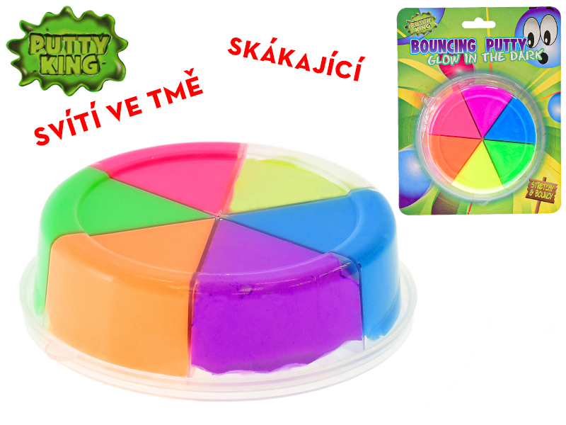 Mikro trading Skákající hmota barevná svítící ve tmě - 6 ks na kartě