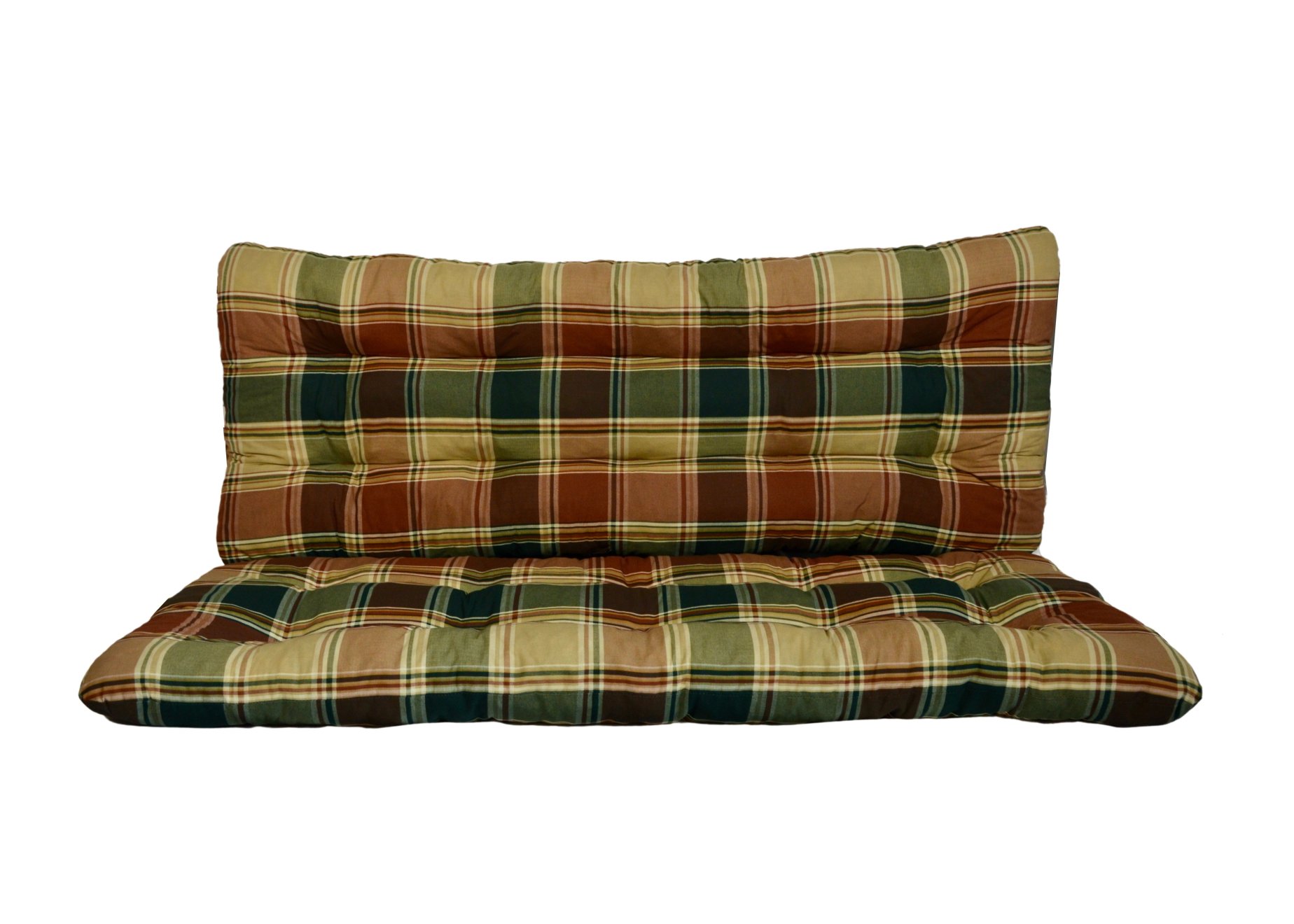 LKV Lomnice Polstr a opěrka na zahradní houpačku - 150 cm - hnědozelená kostka