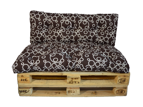 LKV Lomnice Polstr na paletový nábytek s opěrkou - bílé kruhy