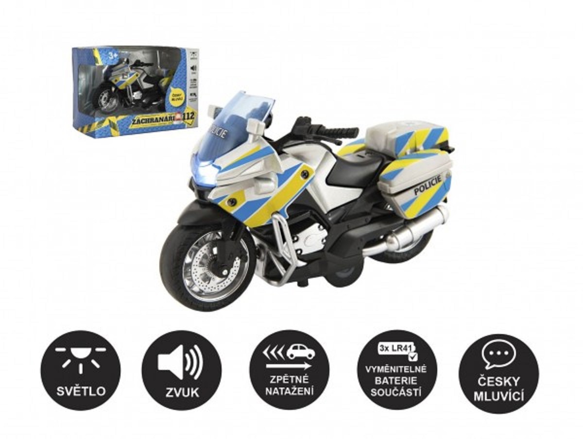 Teddies Motorka policejní - 12 cm - na zpětné natažení