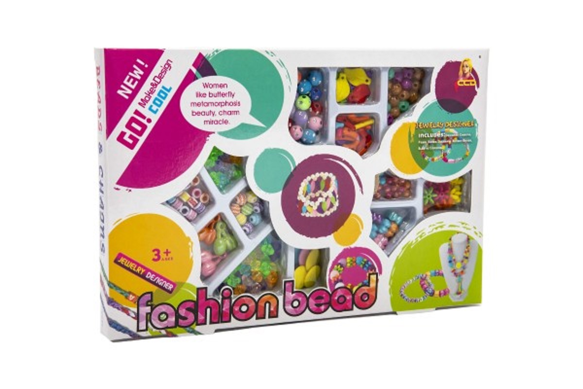 Teddies Korálky plastové barevné se šňůrkou