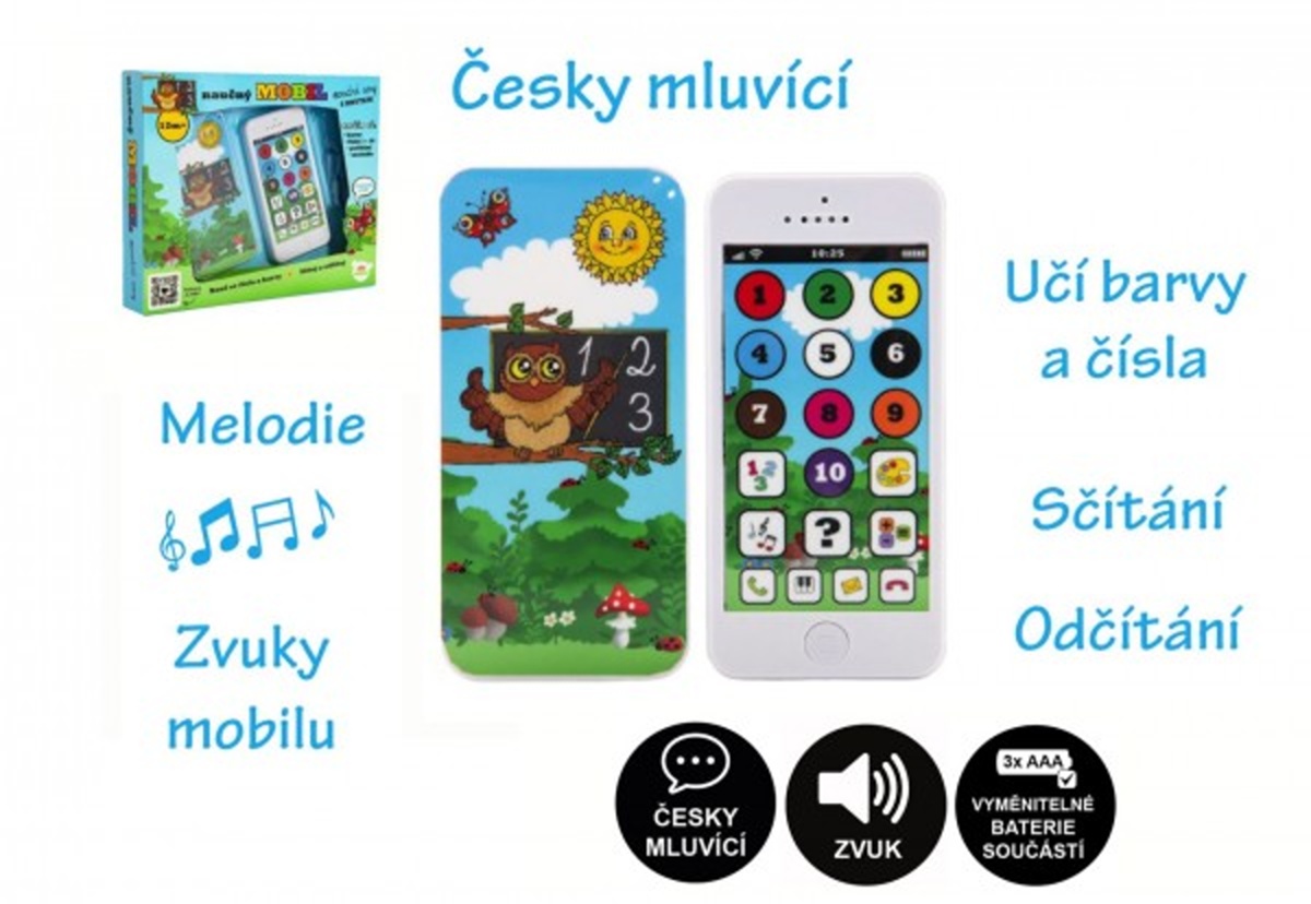 Teddies Naučný mobilní telefon s krytem Moudré sovy