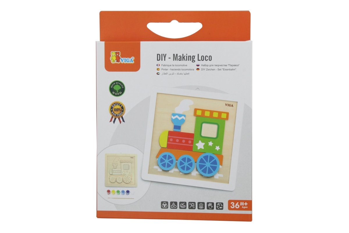 Viga Dřevěné malování - Lokomotiva