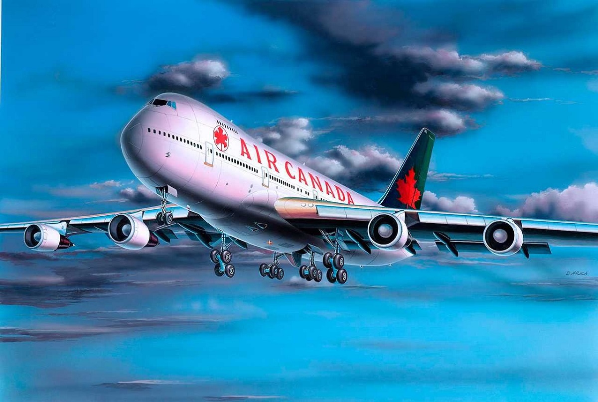 Revell ModelSet - Plastikový model letadla Boeing 747-200 'Air Canada'