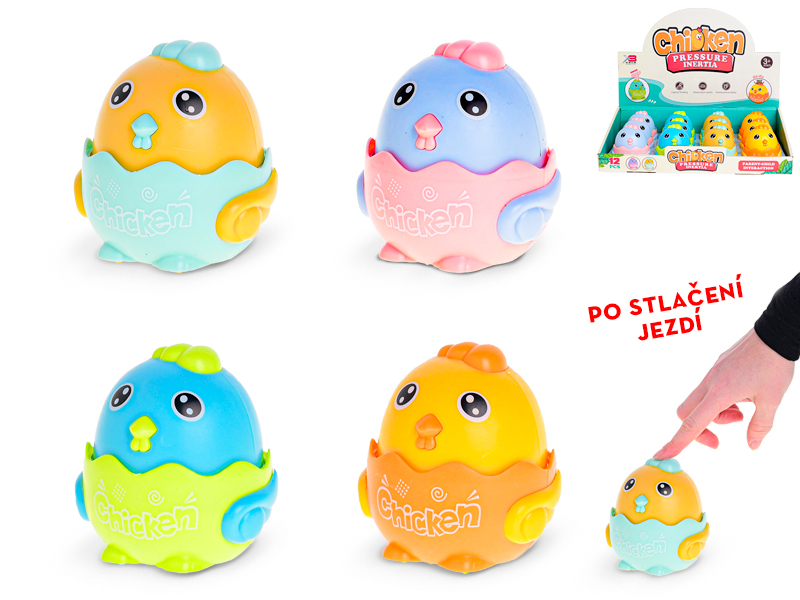 Mikro trading Kuřátko - 7 cm - po stlačení jezdící - 4 barvy
