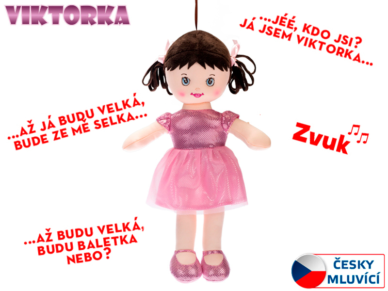 Mikro trading Panenka Viktorka hadrová - 32 cm - česky mluvící - růžová