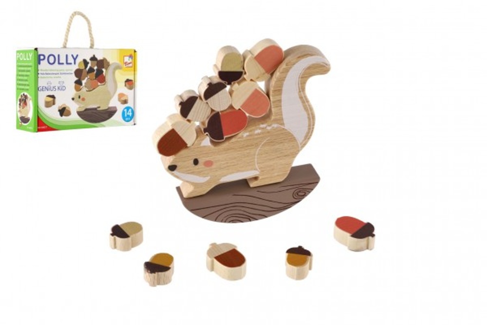 Teddies Hra balanční - Veverka dřevo - 14 ks