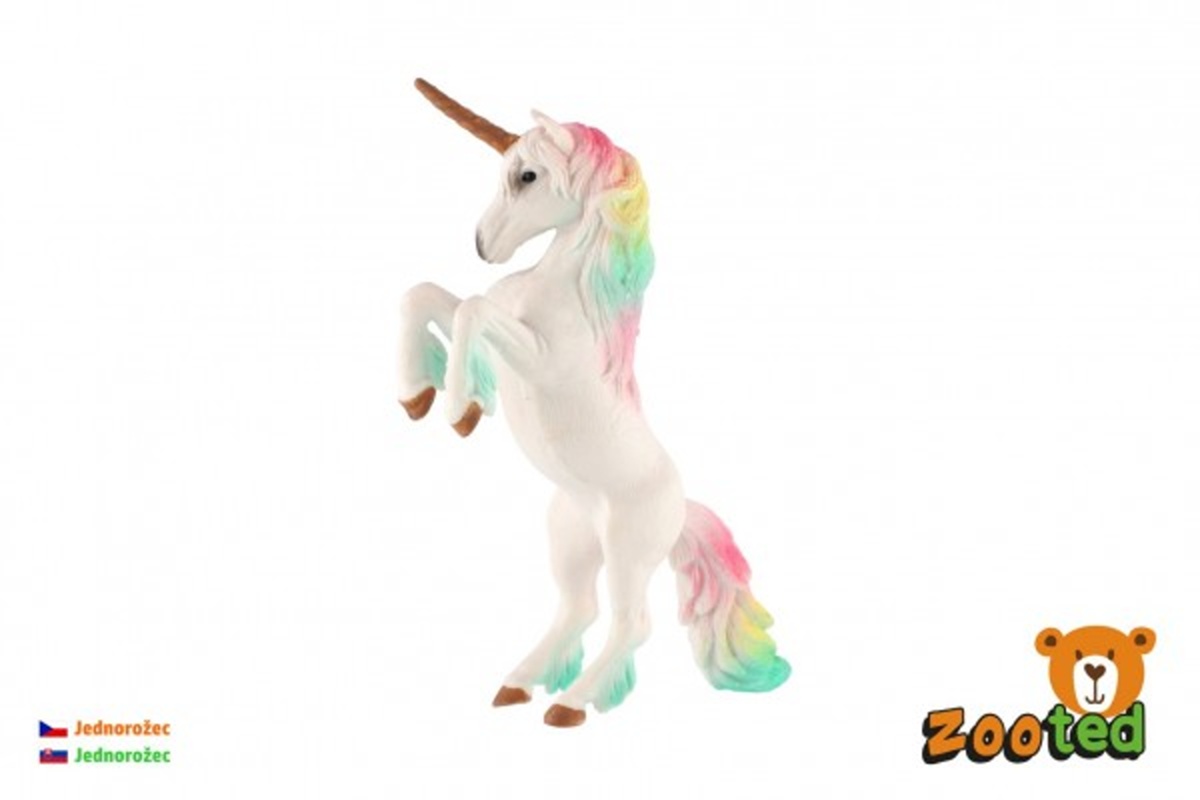 Teddies Jednorožec bílý s duhovou hřívou - zooted - 18 cm