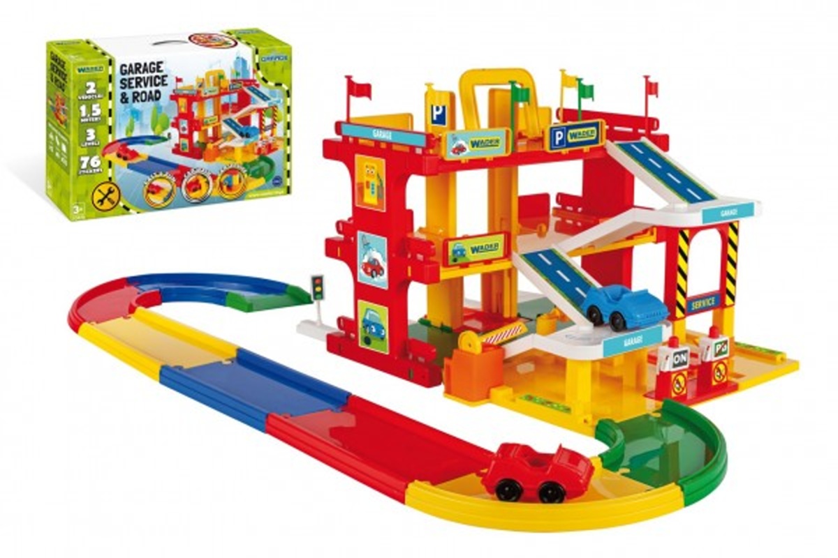 WADER Garáž servis 3 patra + dráha 1,5m + 2 auta