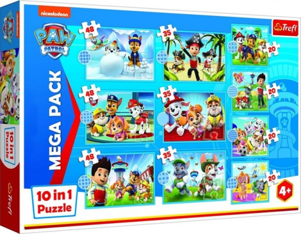 Trefl Puzzle 10v1 - Tlapková patrola: Spolehlivý tým - 4x 20, 3x 35 a 3x 48 dílků
