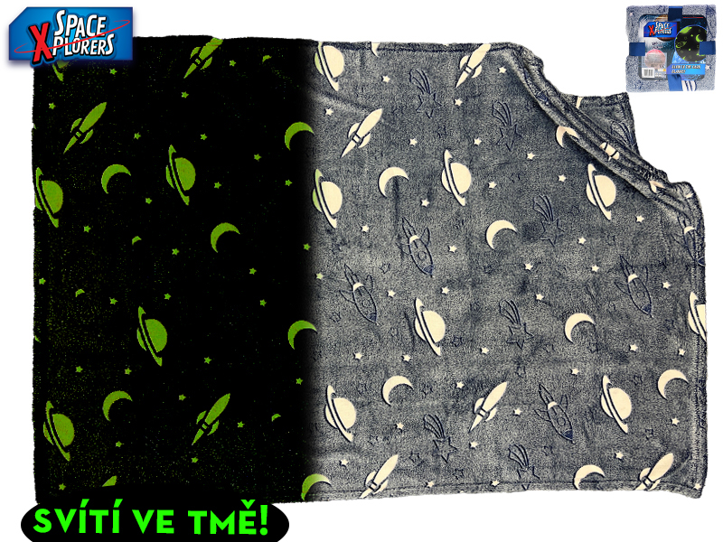 Mikro trading Deka vesmírný design - 100 x 150 cm - ve tmě svítící