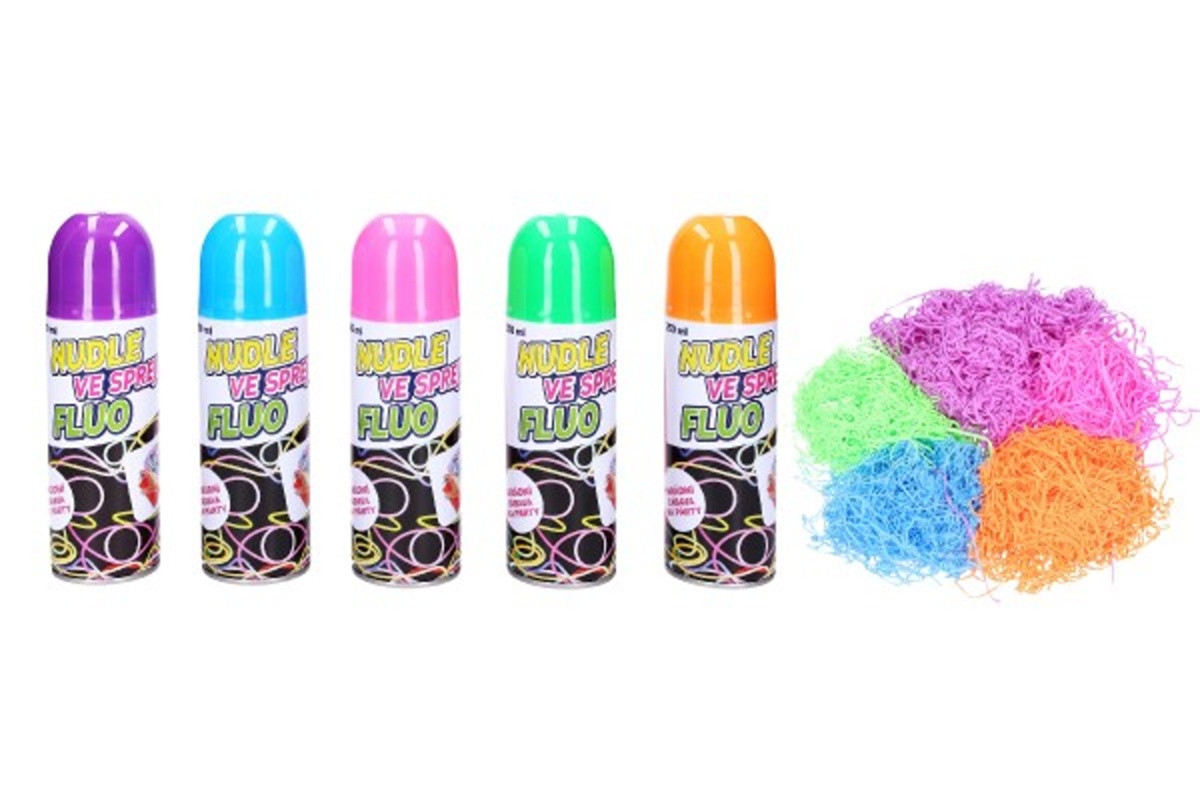 Teddies Nudle ve spreji FLUO - 17 cm - karneval