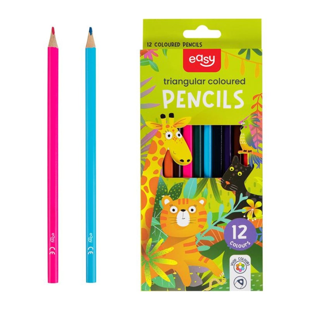 Easy Kids - Trojhranné pastelky - 12 barev
