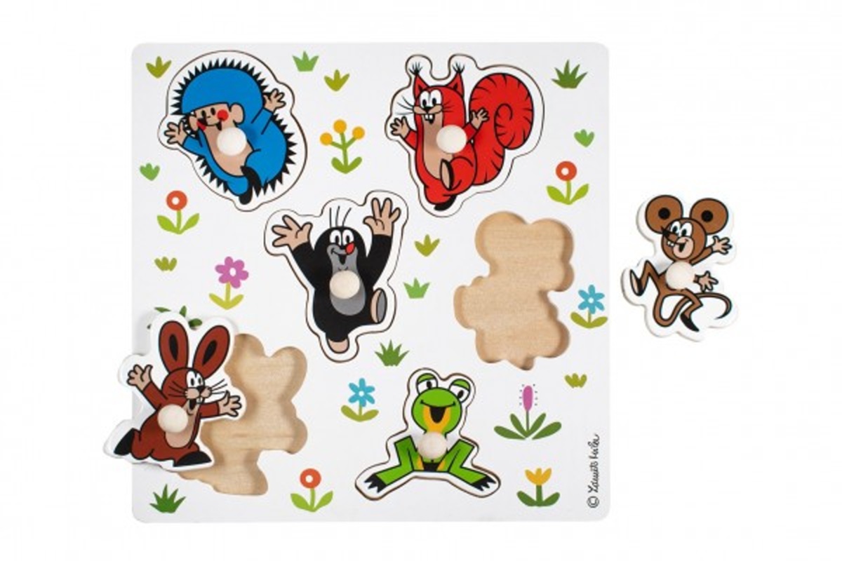 Detoa Krteček - Dřevěné vkládací puzzle - malé