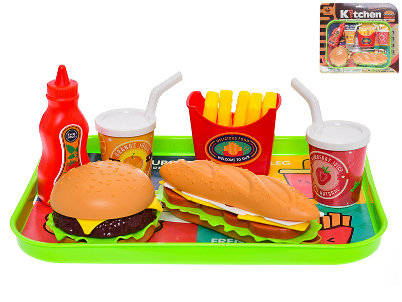 Mikro trading Fast food - Set potravin a nápojů - 6 ks - s podnosem