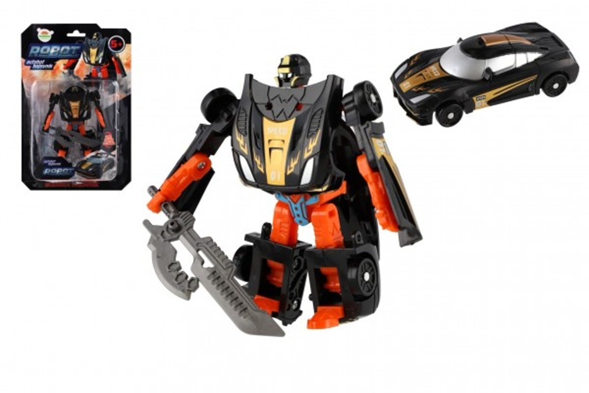 Teddies Transformer AUTO / ROBOT - 14 cm - černá