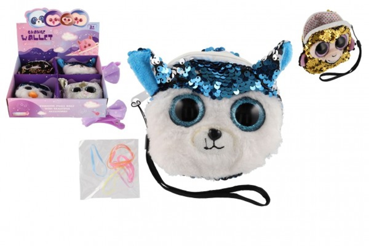 Teddies Peněženka dívčí - Zvířátko s flitry a s doplňky do vlasů