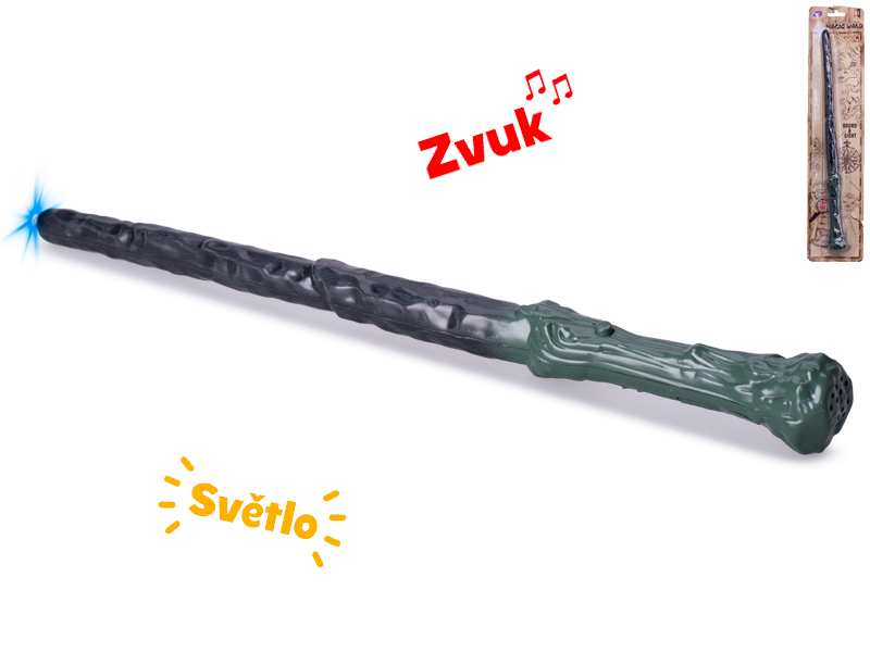Mikro trading Hůlka kouzelnická - 36 cm - zelená - se světlem a zvukem
