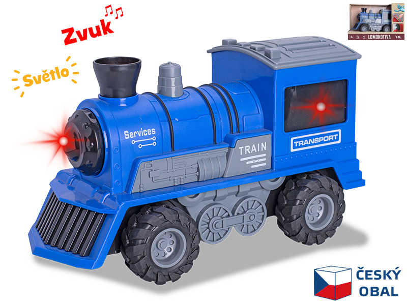 Mikro trading Lokomotiva na setrvačník - 22,5 cm - modrá