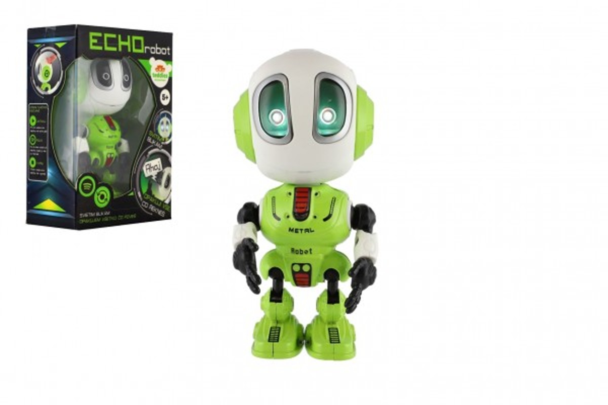 Teddies Robot ECHO opakující věty - 12 cm - zelená