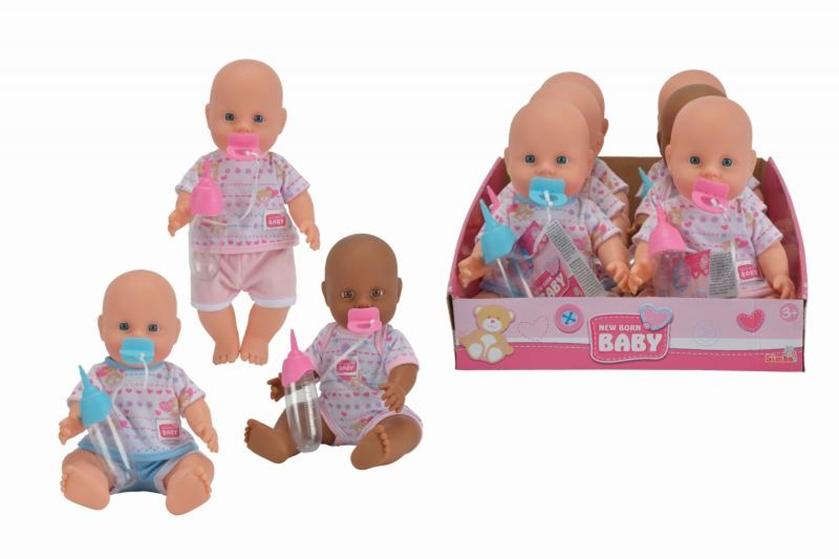 Simba Toys Panenka Baby New Born pije a čůrá