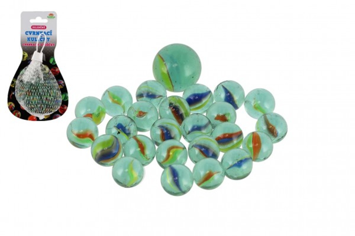 Teddies Kuličky cvrnkací skleněné - různé velikosti v síťce
