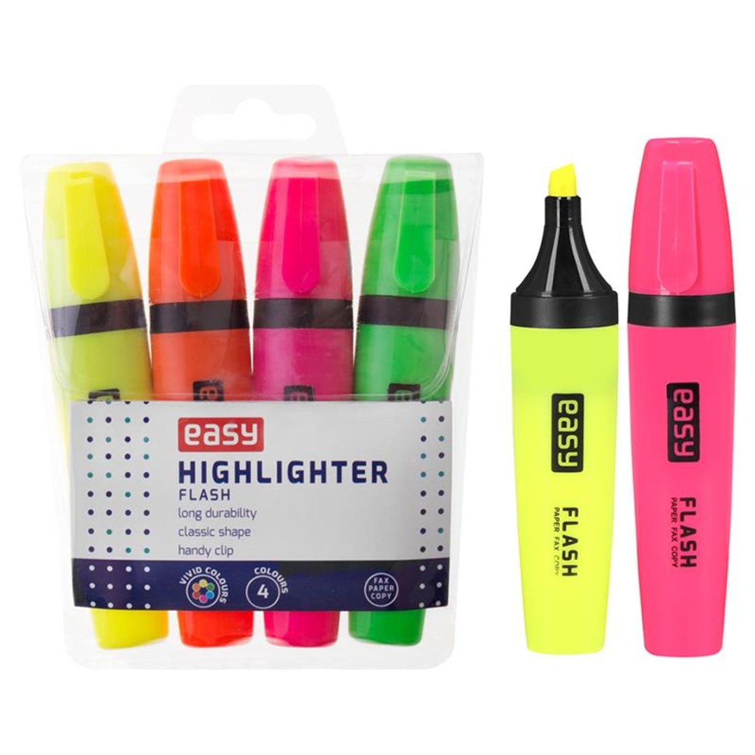Easy FLASH - Sada zvýrazňovačů - ploché - 4 barvy