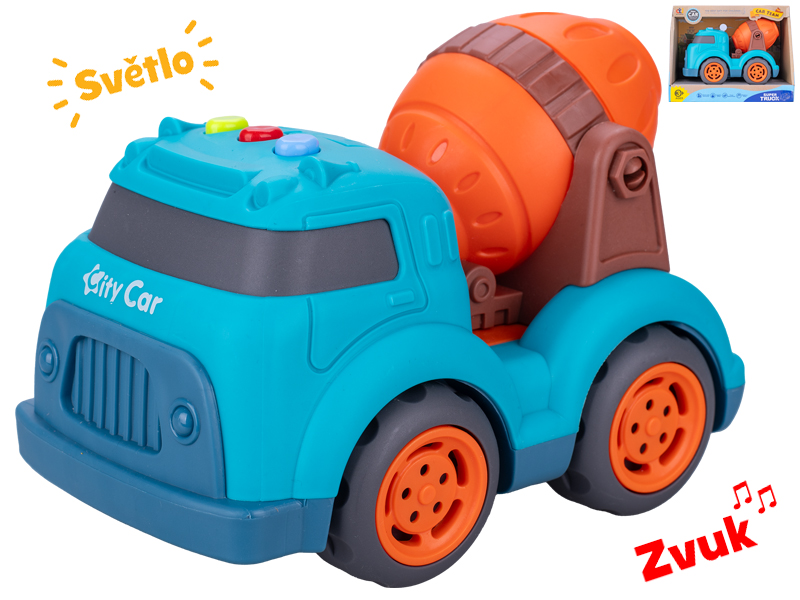 Mikro trading Auto stavební míchačka na volný chod - 17 cm - se světlem a zvukem