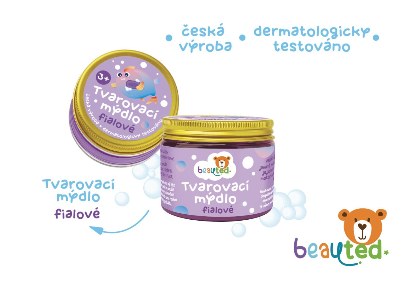 Teddies beauted - Tvarovací mýdlo v uzavíratelné dóze - fialová