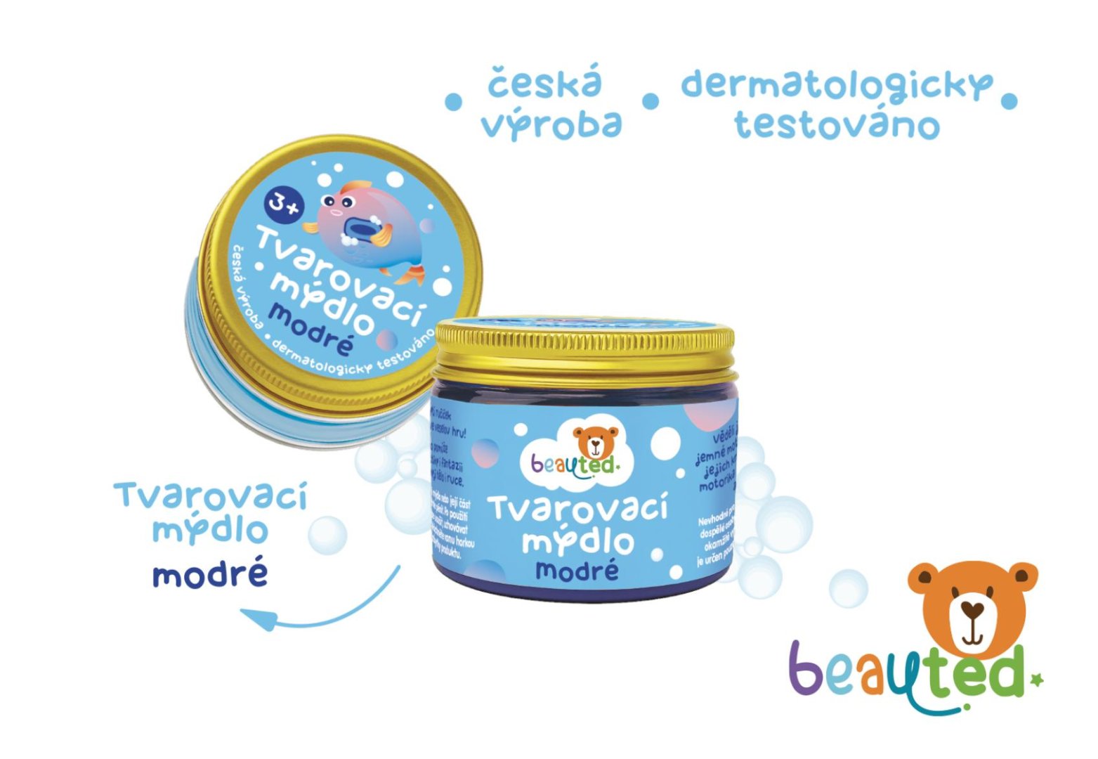 Teddies beauted  - Tvarovací mýdlo v uzavíratelné dóze - modrá