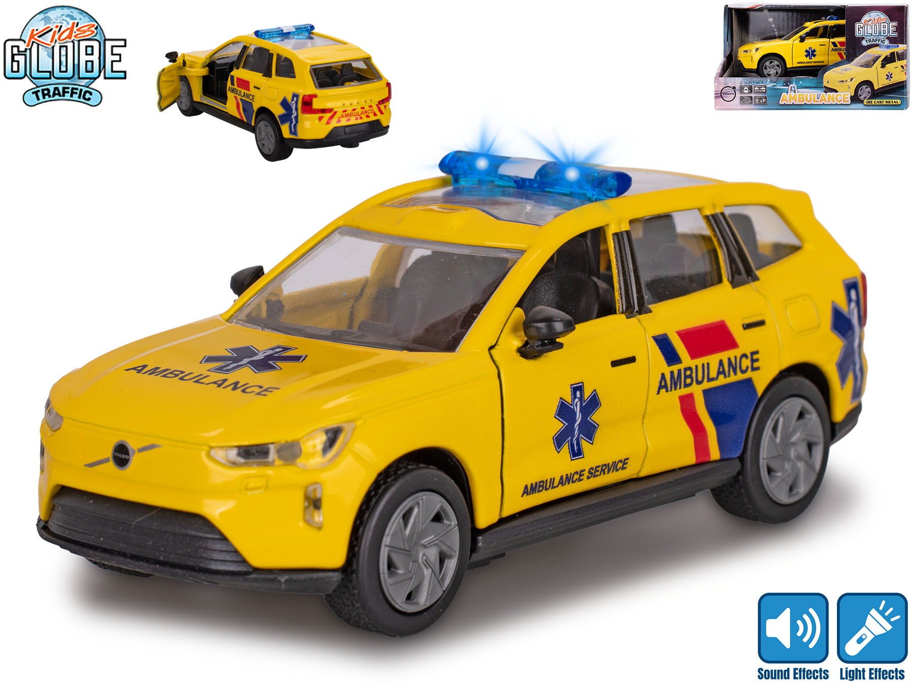 Levně Mikro trading Kids Globe Traffic - Volvo EX90 ambulance NL na zpětný chod - 14 cm